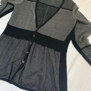 Nic & Zoe black-white buttoned cardigan size L